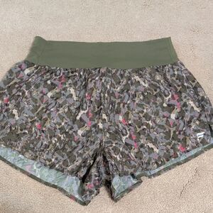 Fabletics Green and Pink Camouflage Athletic Shorts